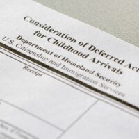 Closeup of USCIS Form I-821D, Consideration of Deferred Action Closeup of USCIS Form I-821D, Consideration of Deferred Action